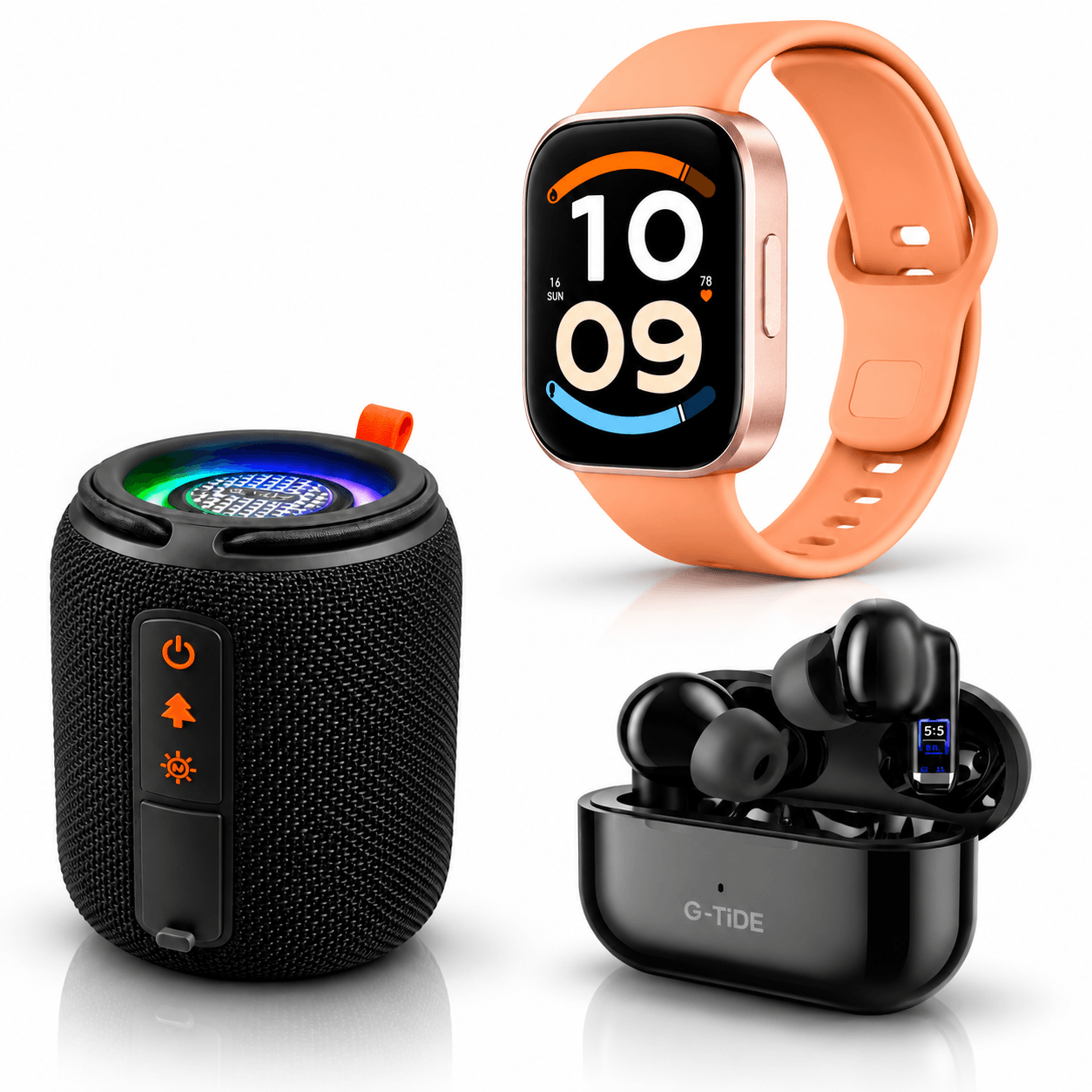 SMARTWATCH XIAOMI REDMI WATCH 6 ACTIVE (ORANGE) + BOCINA G-TIDE SV30 + AUDIFONOS G-TIDE L22 (NEGRO) — imagen 2