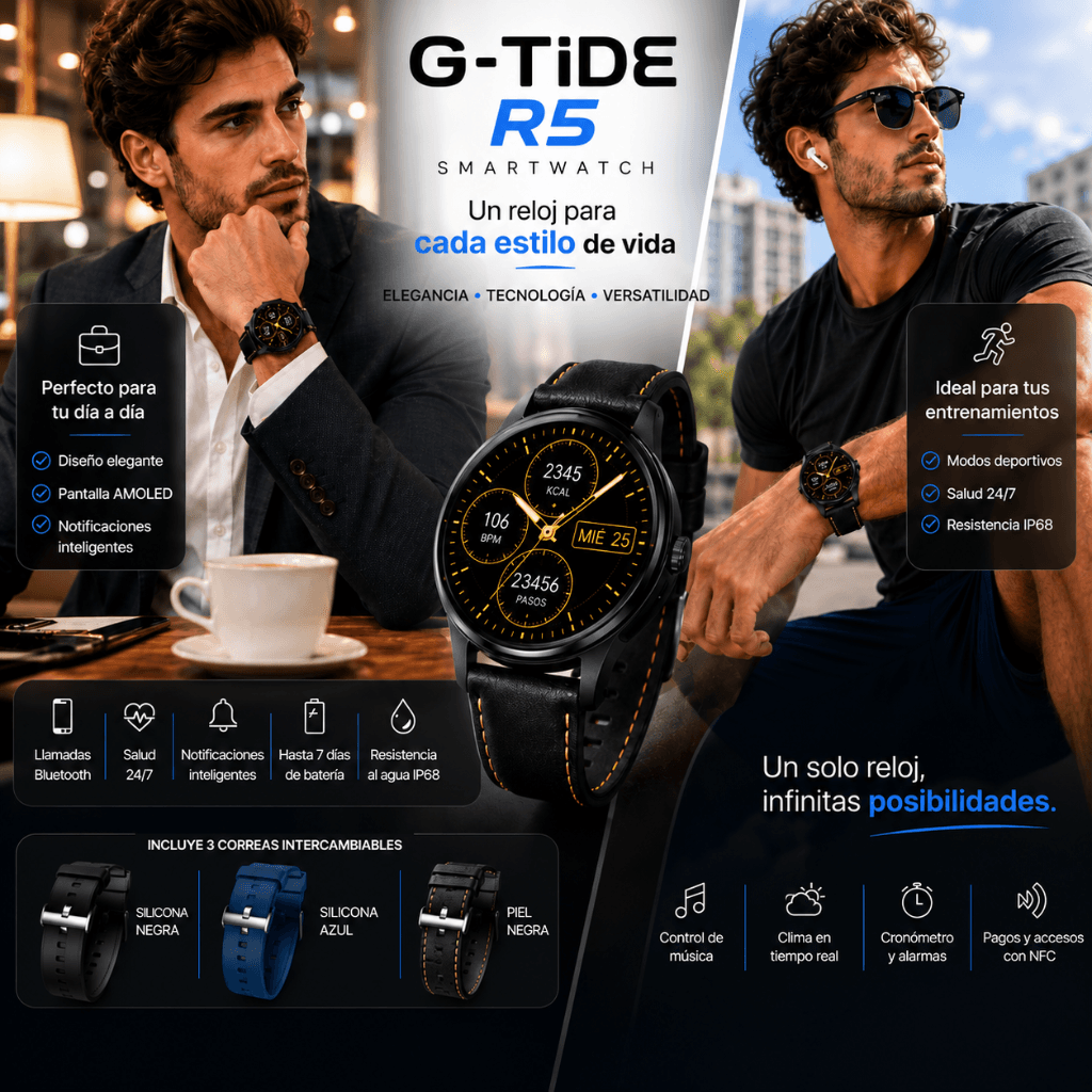 BOCINA XIAOMI SOUND POCKET (AZUL) + SMARTWATCH G-TIDE R5 (NEGRO) — imagen 9