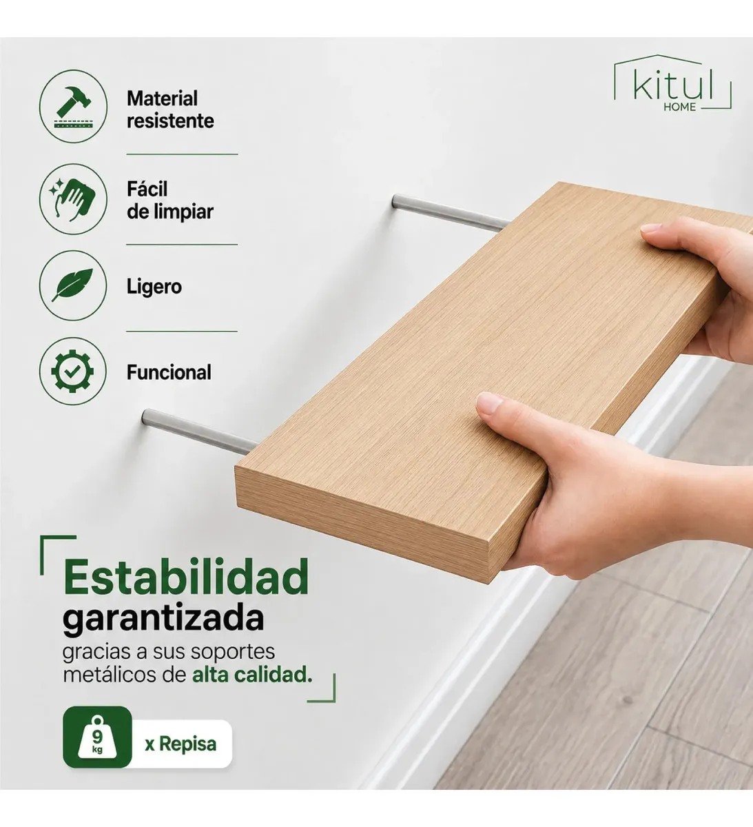 Repisas Flotantes de Madera 30 x 15 cm – Set para Decoración de Pared — imagen 8