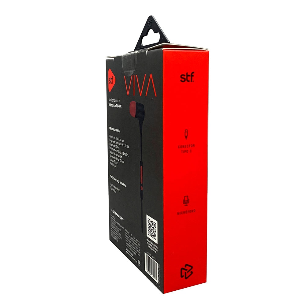 Audífonos alámbricos In-Ear STF VIVA: Tipo C, 10mm Rojo — imagen 5