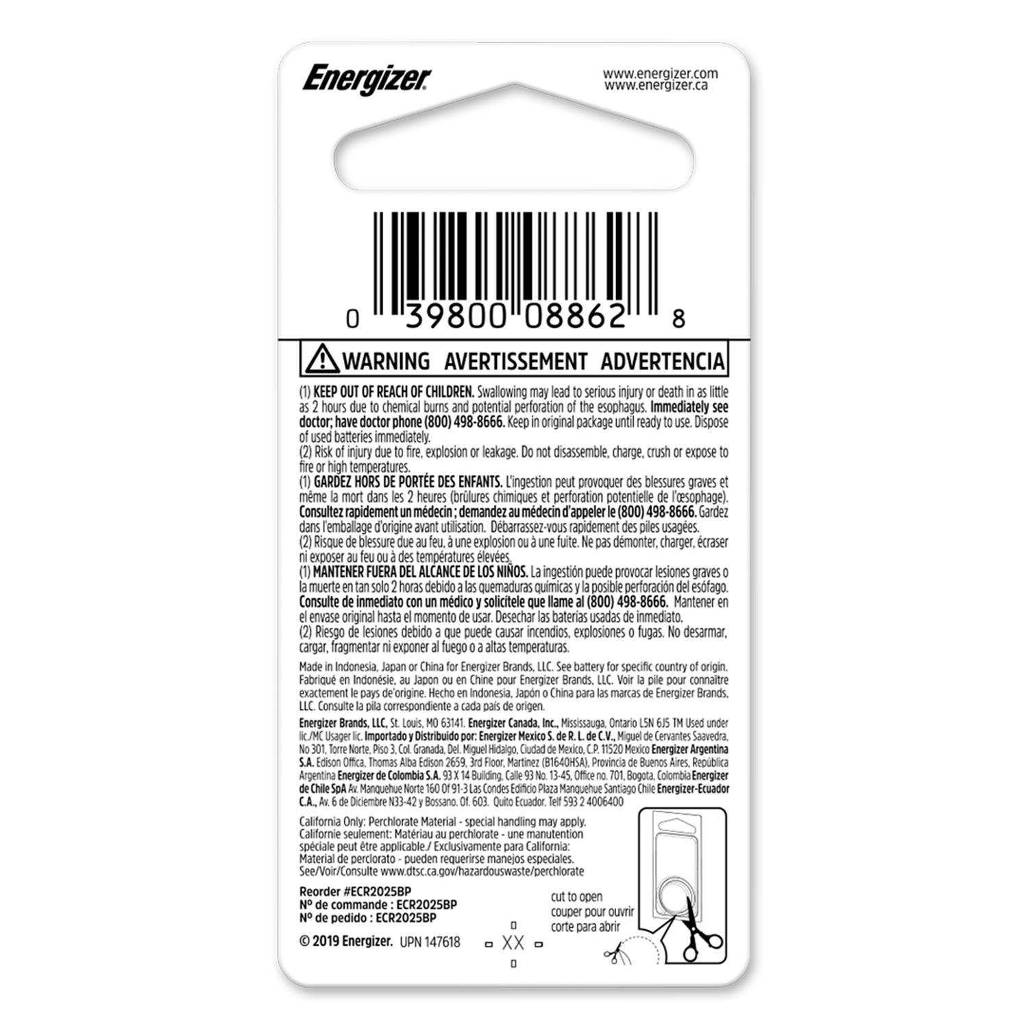 Pila Energizer Botón Cr2025 3v Coche Juguetes — imagen 6