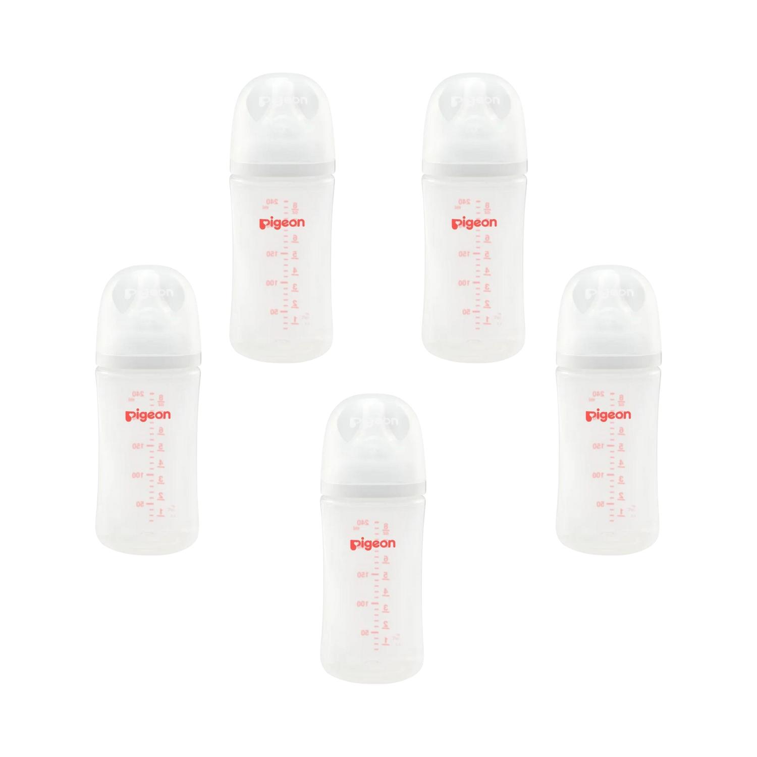 5 biberones pigeon softouch 240ml y limpiador liquido 700ml — imagen 2