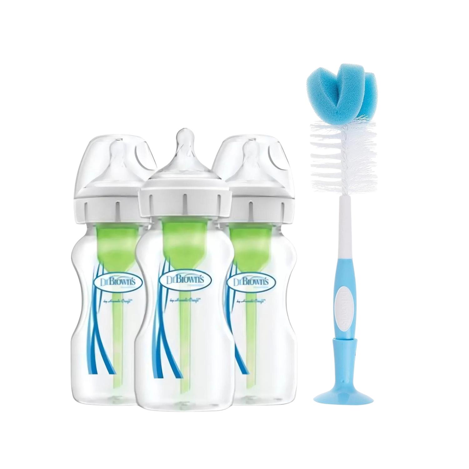 Pack 3 Biberones Dr Browns Boca Ancha 9oz y Cepillo Limpiador — imagen 1