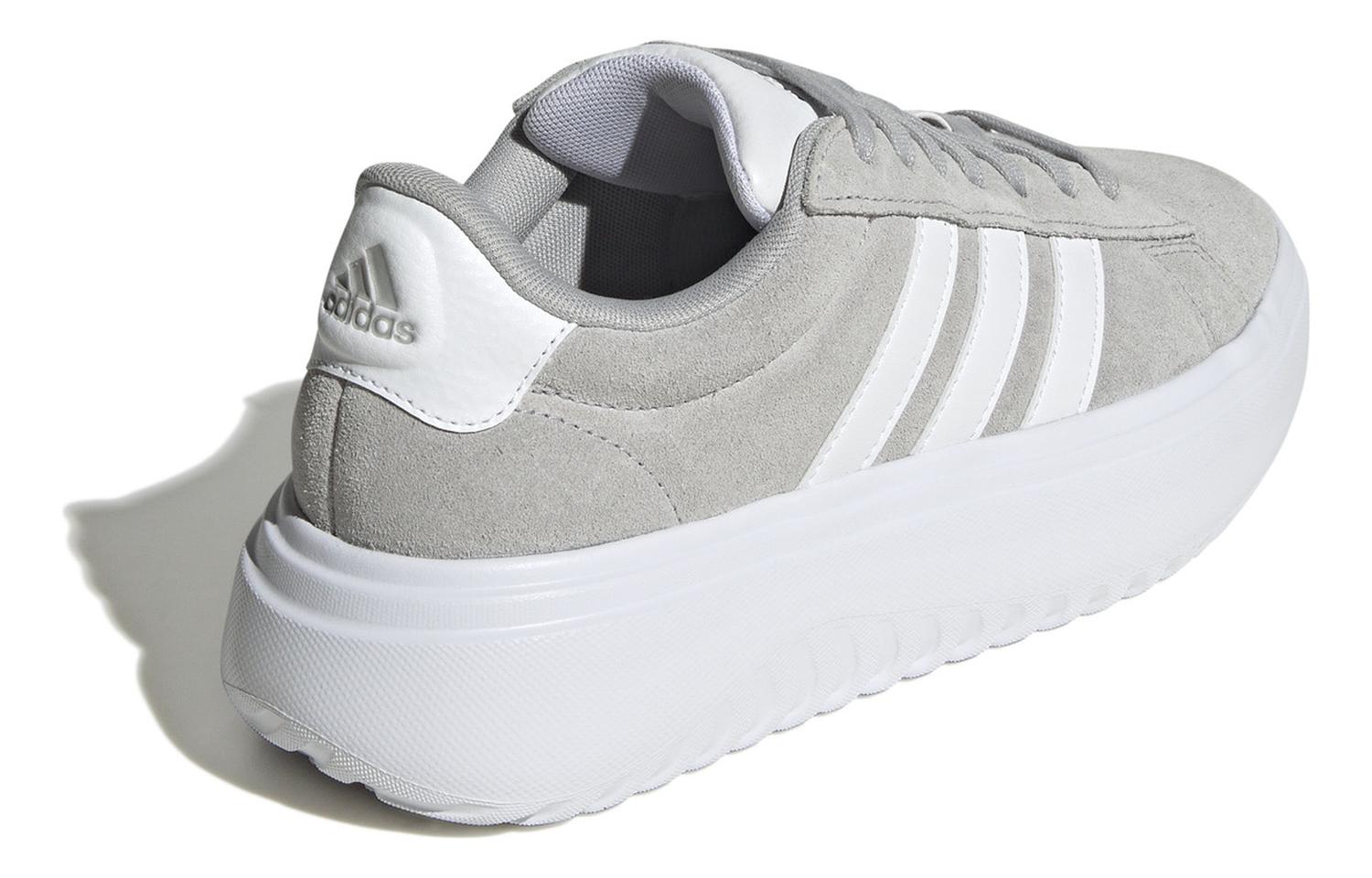 Tenis adidas Mujer Grand Court Plataforma Gris Con Blanco — imagen 5