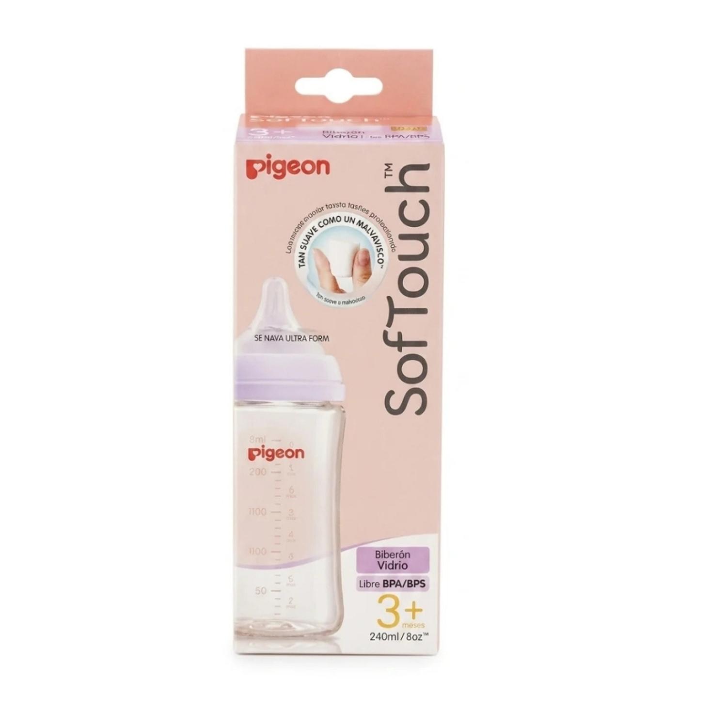 Biberón de Vidrio Pigeon Soft Touch Boca Ancha 240 ml con Tetina M — imagen 5