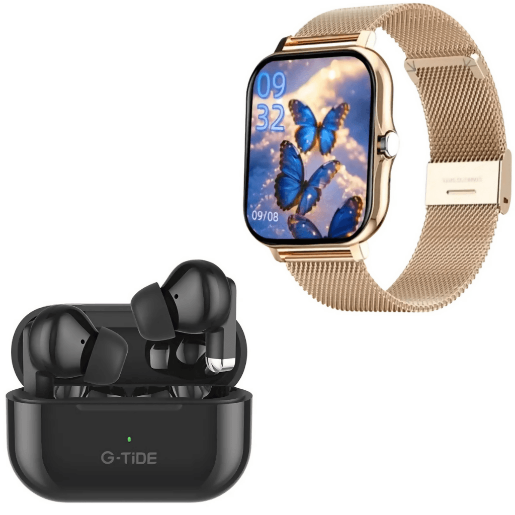 Audífonos Bluetooth G-tide L22 + Smartwatch Y13 (dorado) — imagen 2