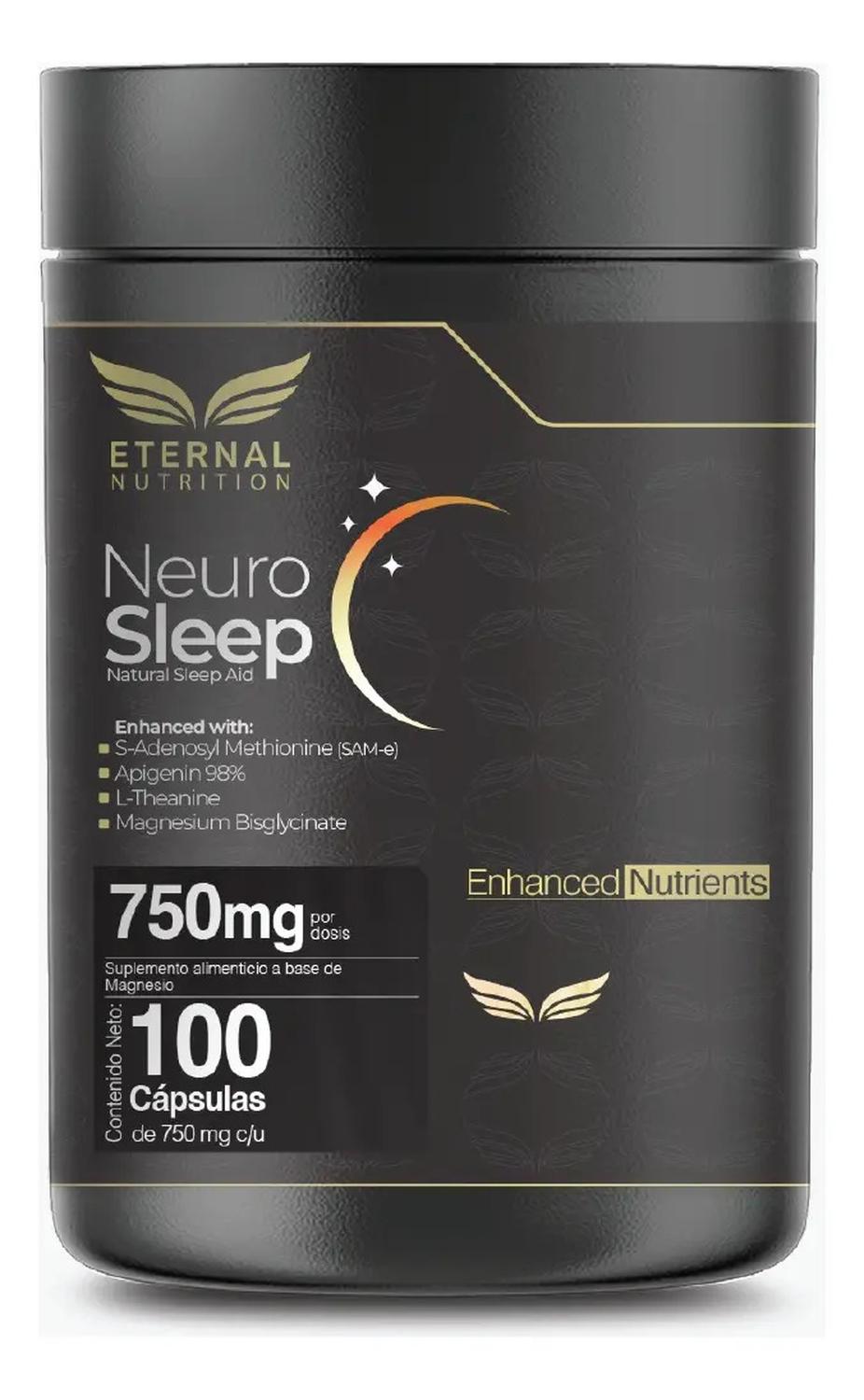 Neuro Sleep: Magnesio Bisglicinato + Teanina + Apigenina + SAM-e, Auxiliar de Sueño, 100 Cápsulas — imagen 1