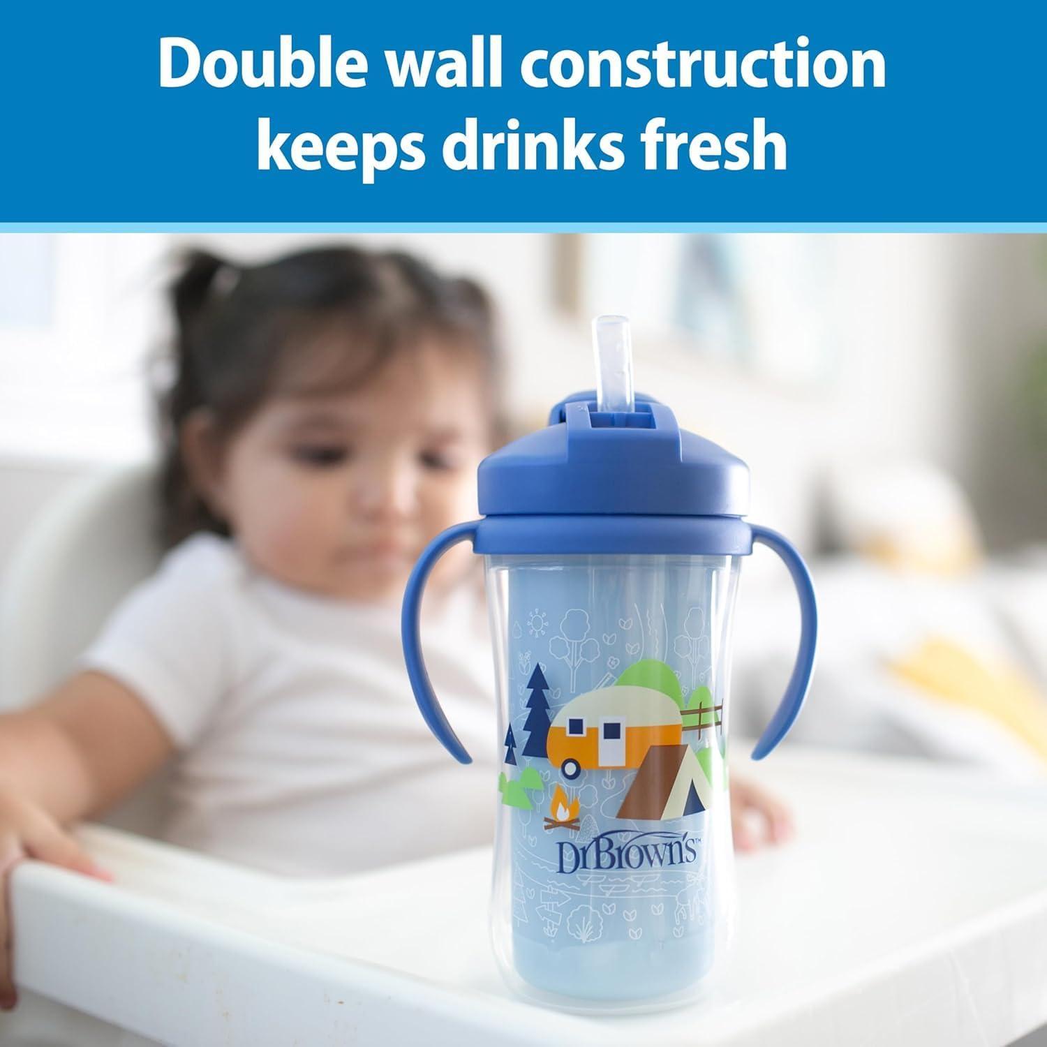 Pack 2 Vaso entrenador Dr Brown's 10oz Térmico popote azul — imagen 7