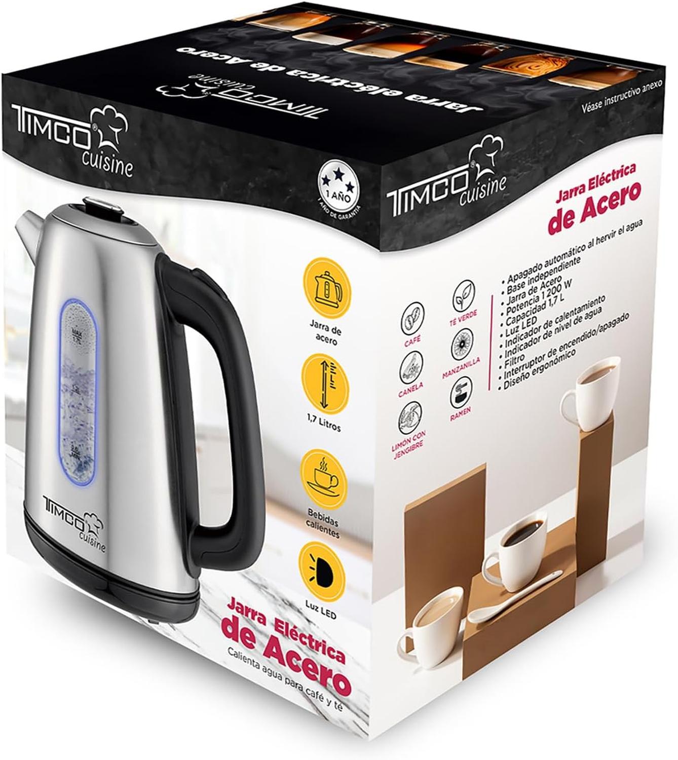 Tetera Digital Timco JE8701R 1.7L Acero Inox Rojo — imagen 3