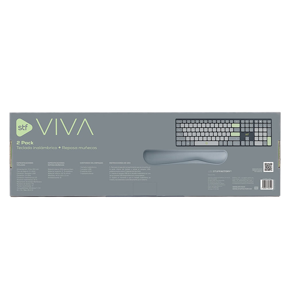 Kit Teclado inalámbrico + Reposa muñecas STF VIVA! Para computadora gris — imagen 11