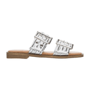 Sandalias Efe Dama De Piso Hebillas Casual Plateado Mujer