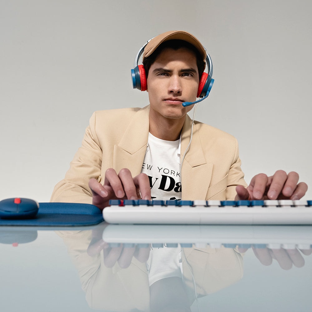 Audífono Alámbrico On-ear STF VIVA! Para computadora, Micrófono Azul — imagen 7