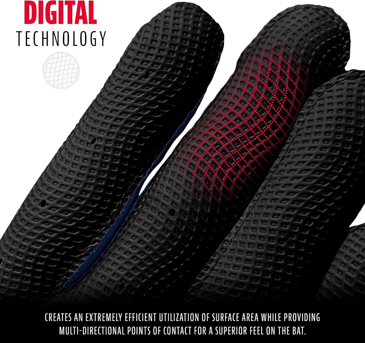 Guanteletas de Beisbol Franklin Digitek Talla L Negro Azul — imagen 2