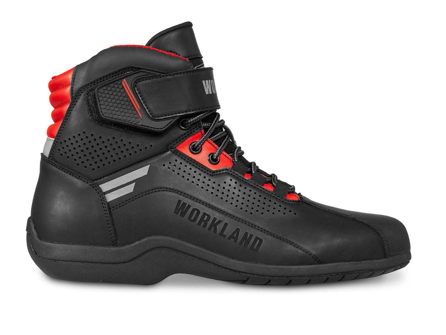 Bota mujer motociclista biker botin moto WKL 80017 Negro Roj — imagen 4