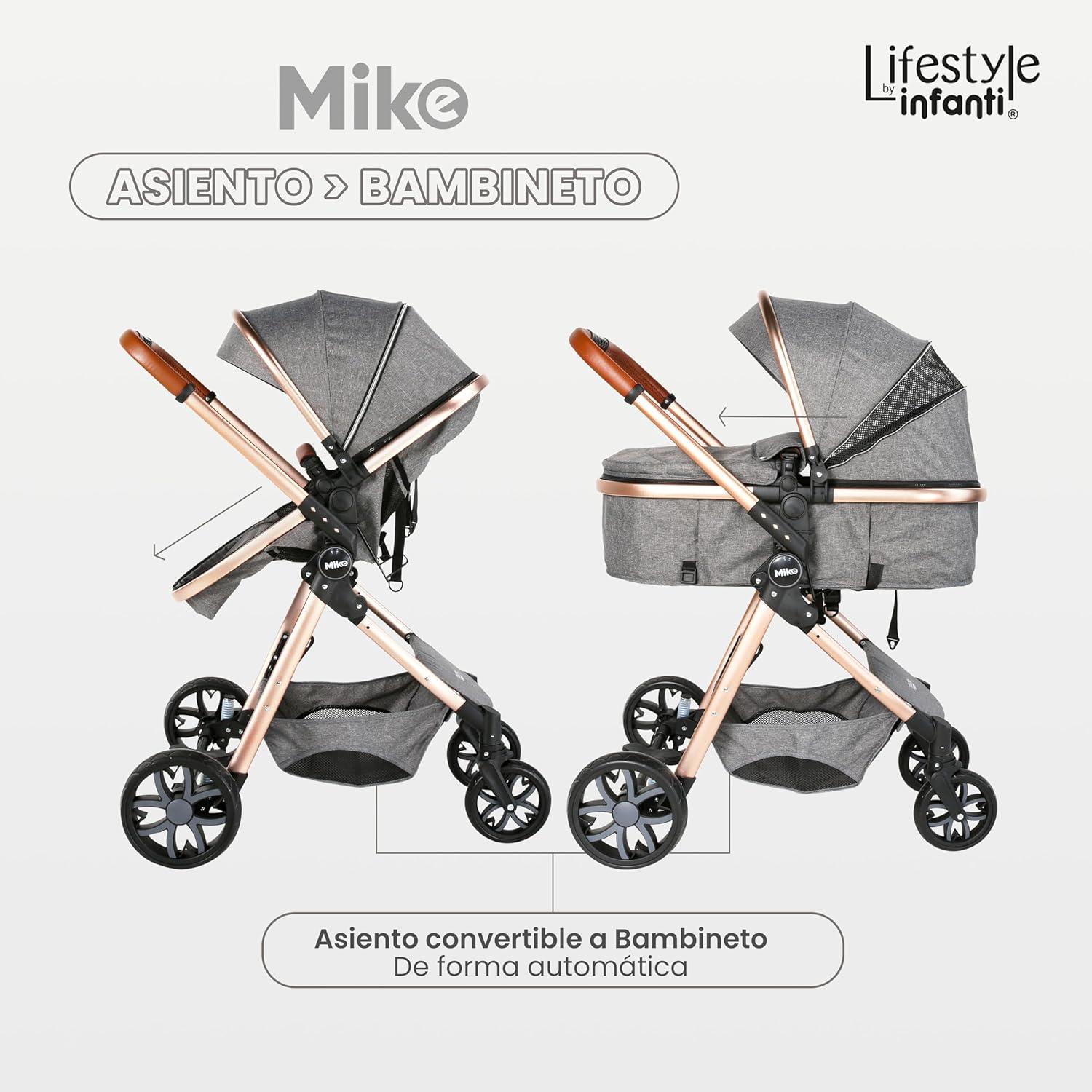 Carriola Multiusos Portabebé Mike Gris Infanti Reclinable — imagen 5