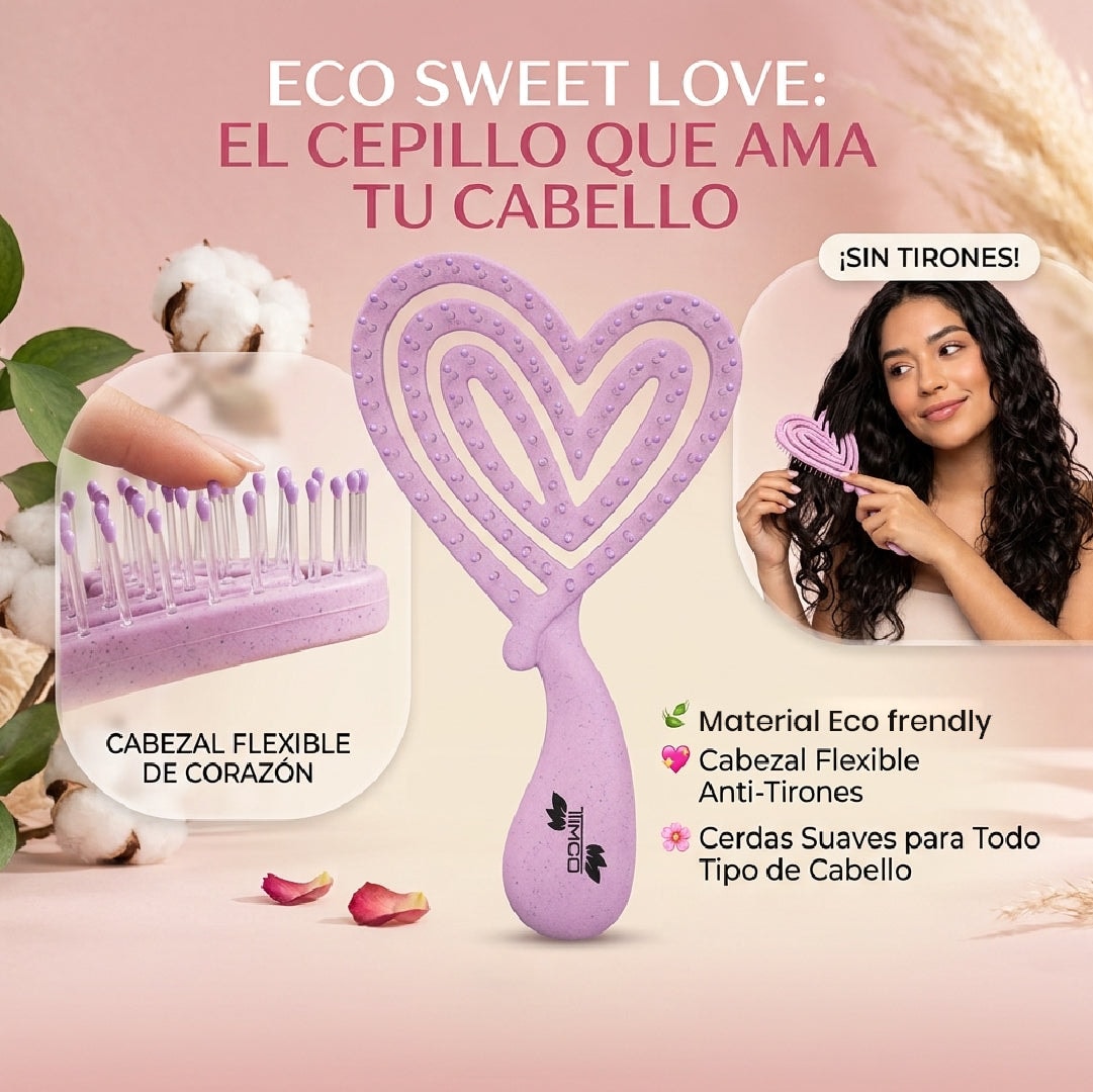 Cepillo Desenredante ECO Sweet Love TIMCO Antitirones, Flexible Ecológico SFP Cerdas Suaves para Cabello Rizado Lacio ECO-5468M — imagen 5