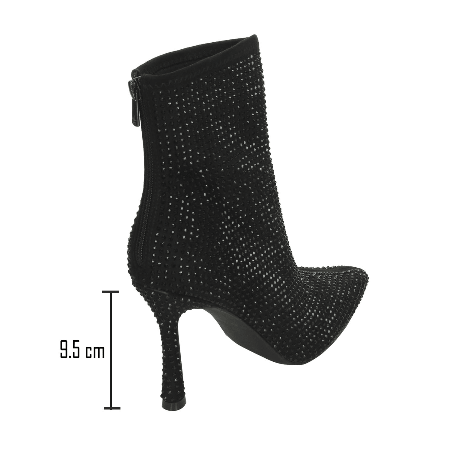 Botín Dama Perugia Negro Casual Brillos Tacón Cierre Mujer — imagen 4