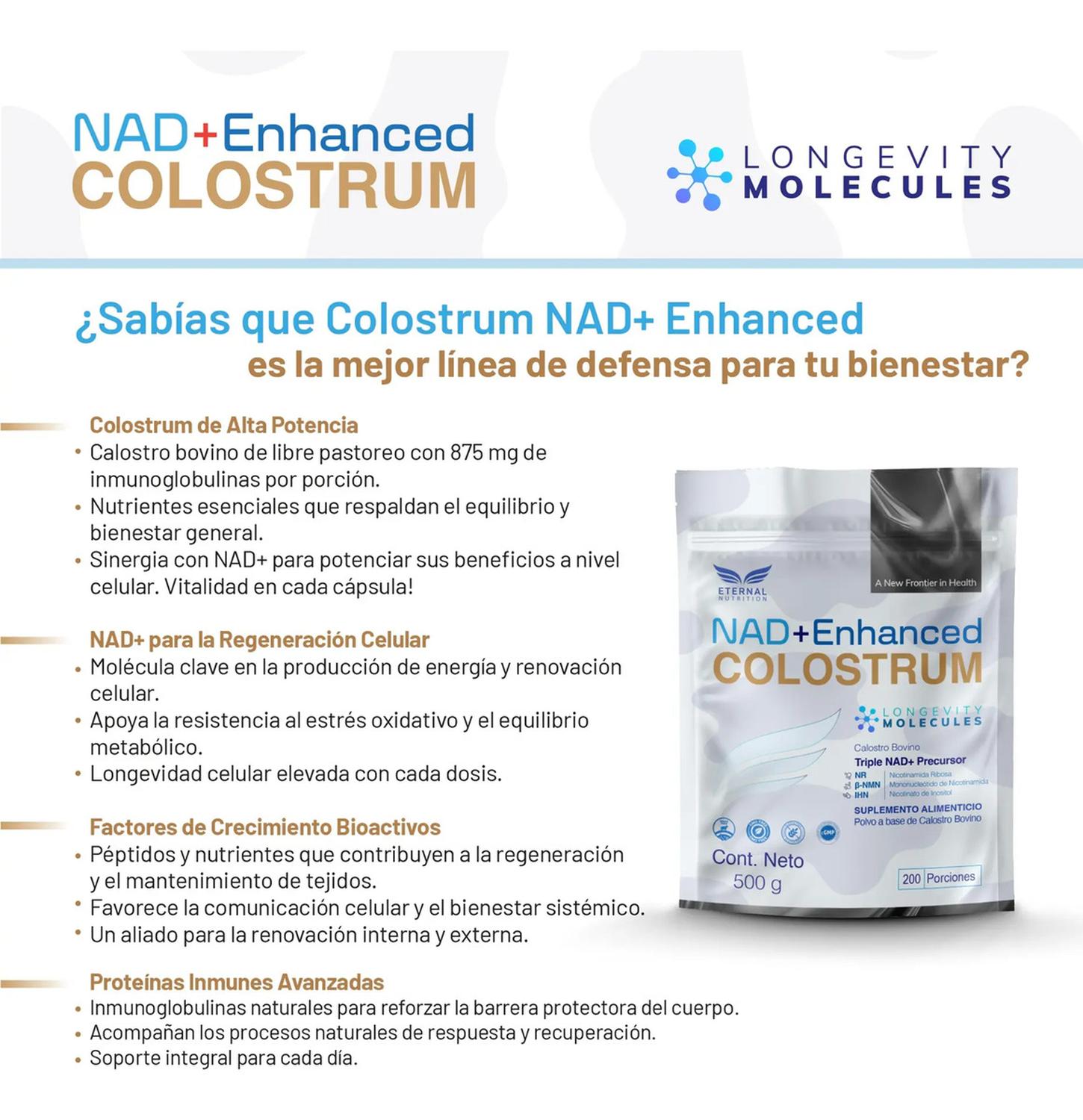 Calostro Bovino con NAD+, Inmunoglobulinas IgG y Precursores NAD+, 200 Cápsulas — imagen 2