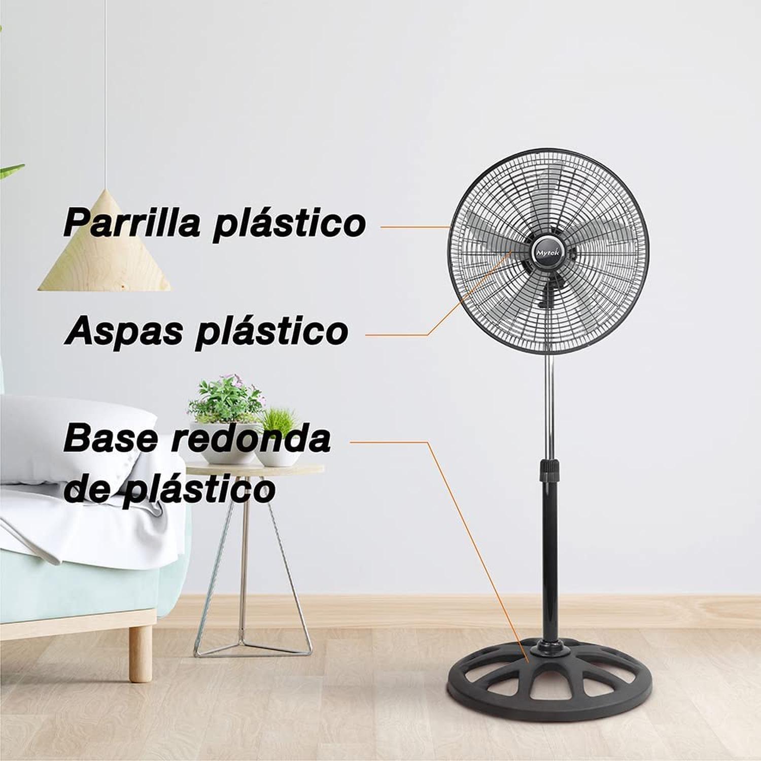 VENTILADOR PEDESTAL MYTEK 3404 18 PUL 5 ASPAS 120w — imagen 8