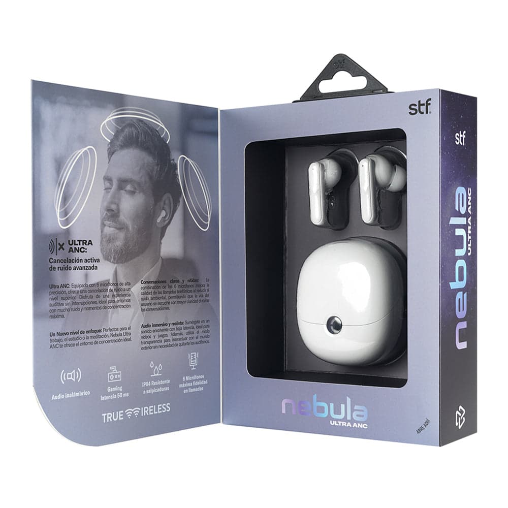 Audifonos Inalámbricos Tws Nebula STF 36hrs Uso Ultra ANC 6 Micrófonos Protección IPX4 — imagen 10