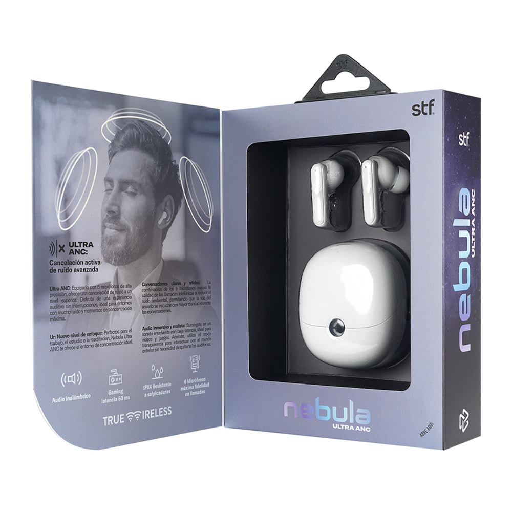 Audifonos Inalámbricos Tws Nebula STF 36hrs Uso Ultra ANC 6 Micrófonos Protección IPX4 — imagen 10