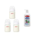 3 biberones pigeon softouch 160ml y limpiador liquido 700ml