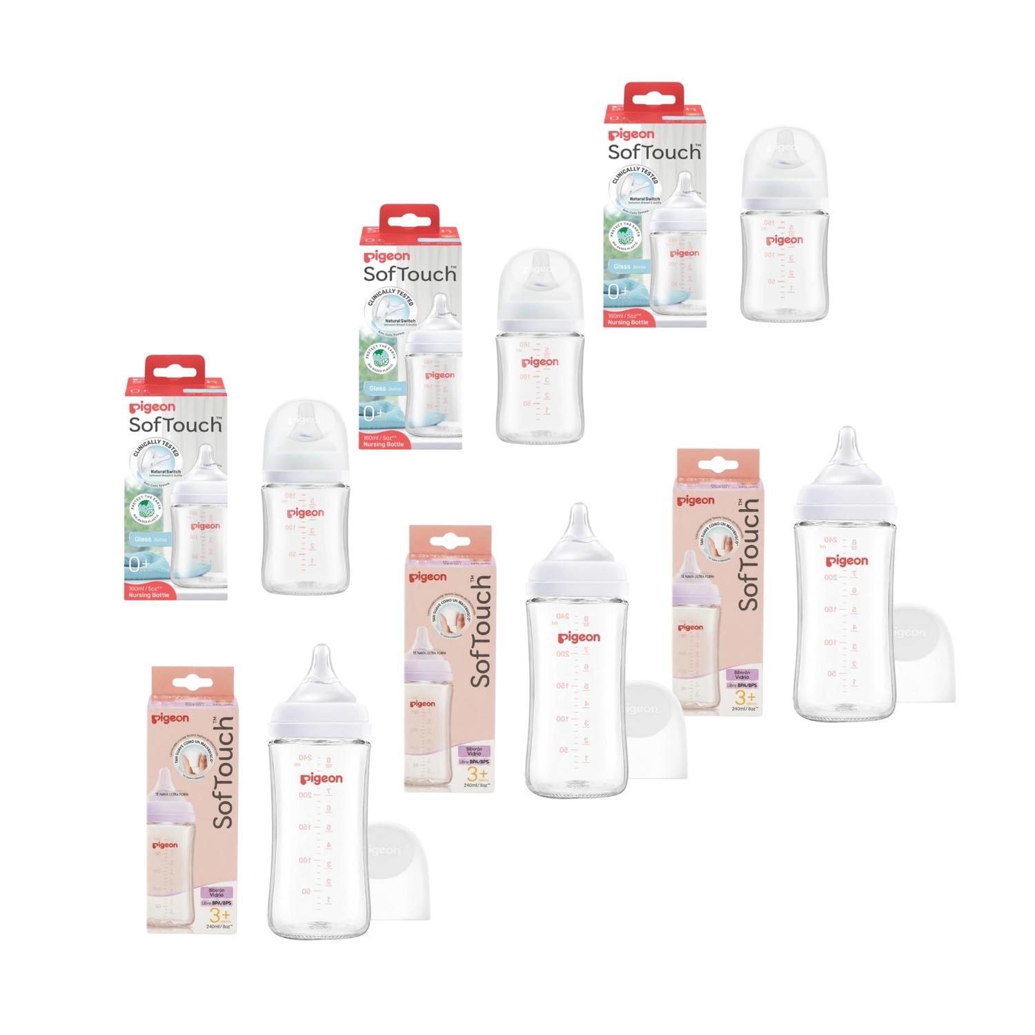 Combo 6 biberones Pigeon Vidrio 3 x 160ml y 3 x 240ml — imagen 2