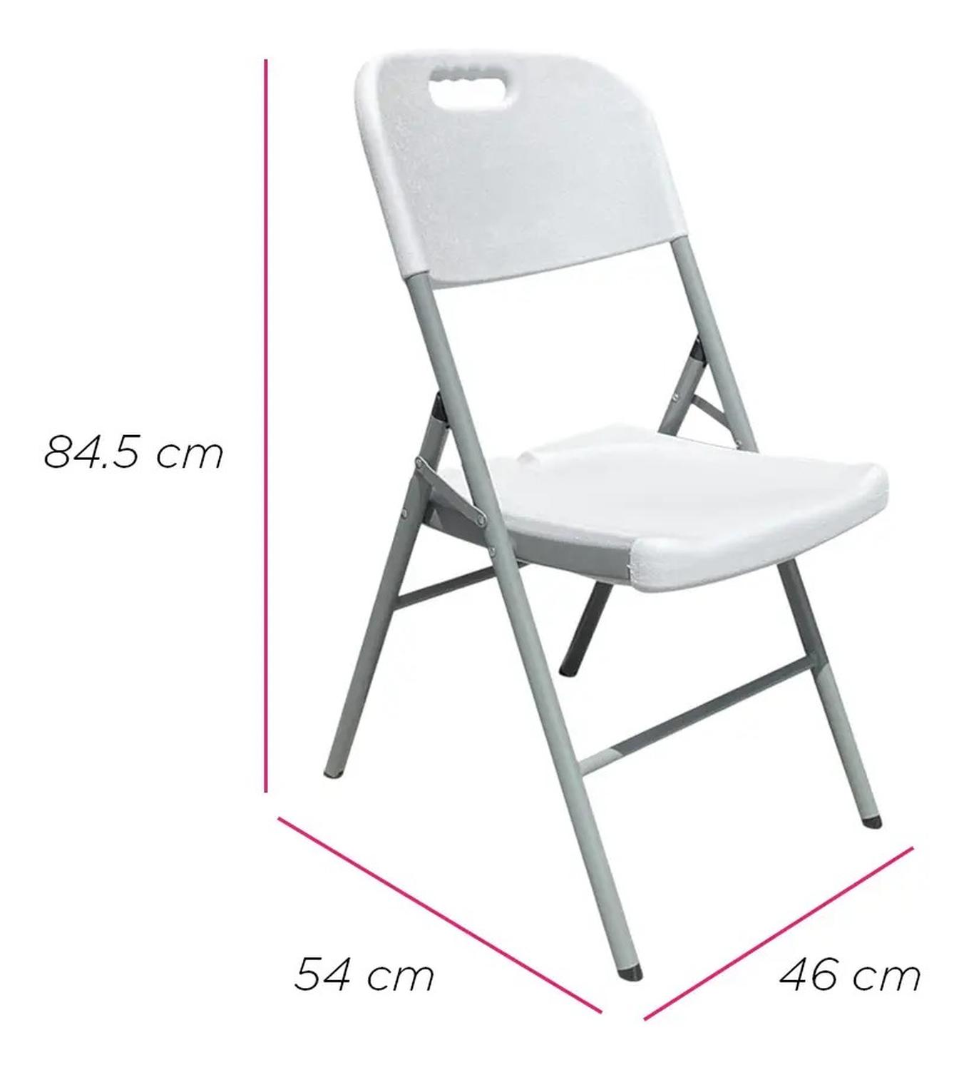 Sillas Plegables Cuory Blancas con Estructura Metálica Paquete de 6 — imagen 6