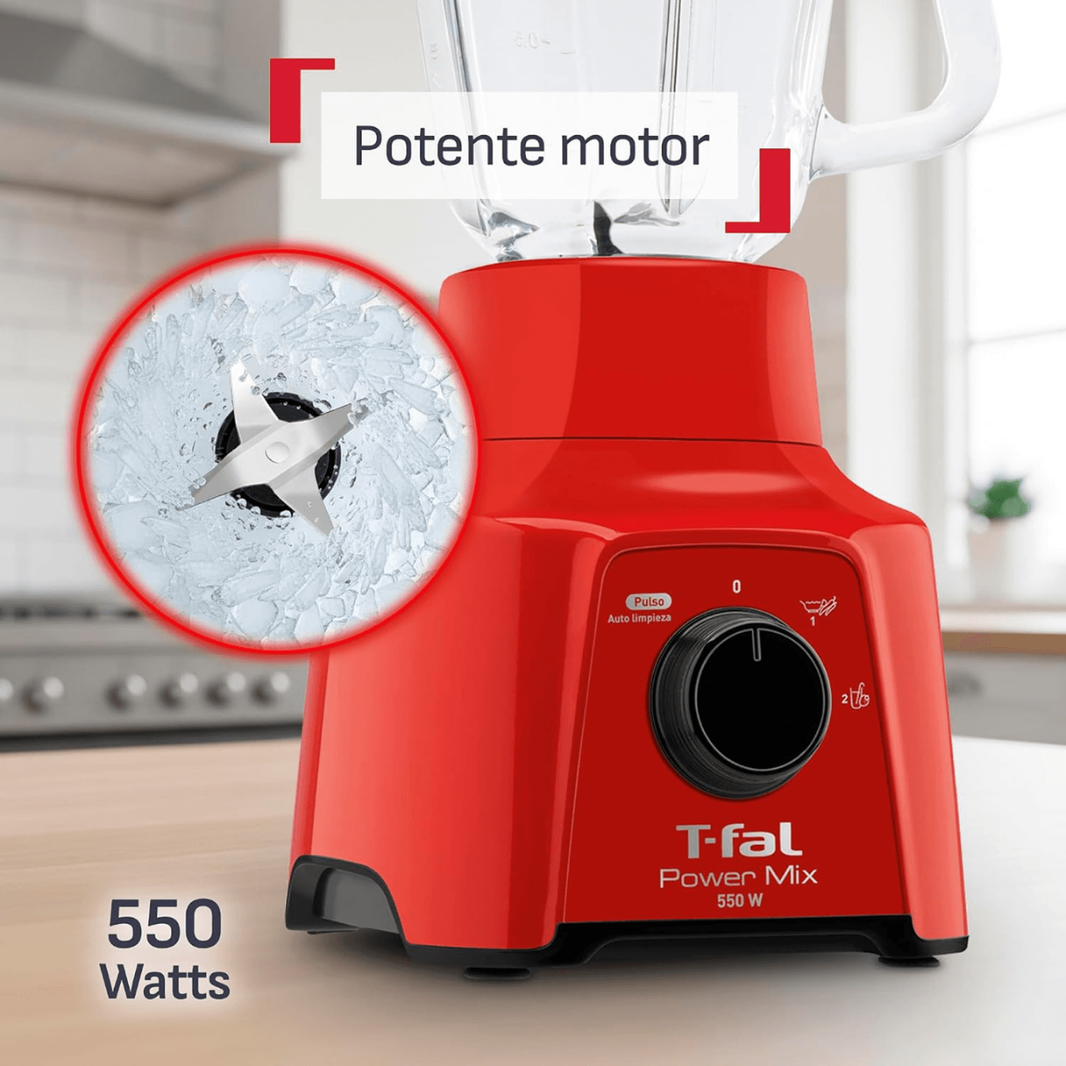 Licuadora T-fal LN2835MX PowerMix 2V Roja Vidrio — imagen 4