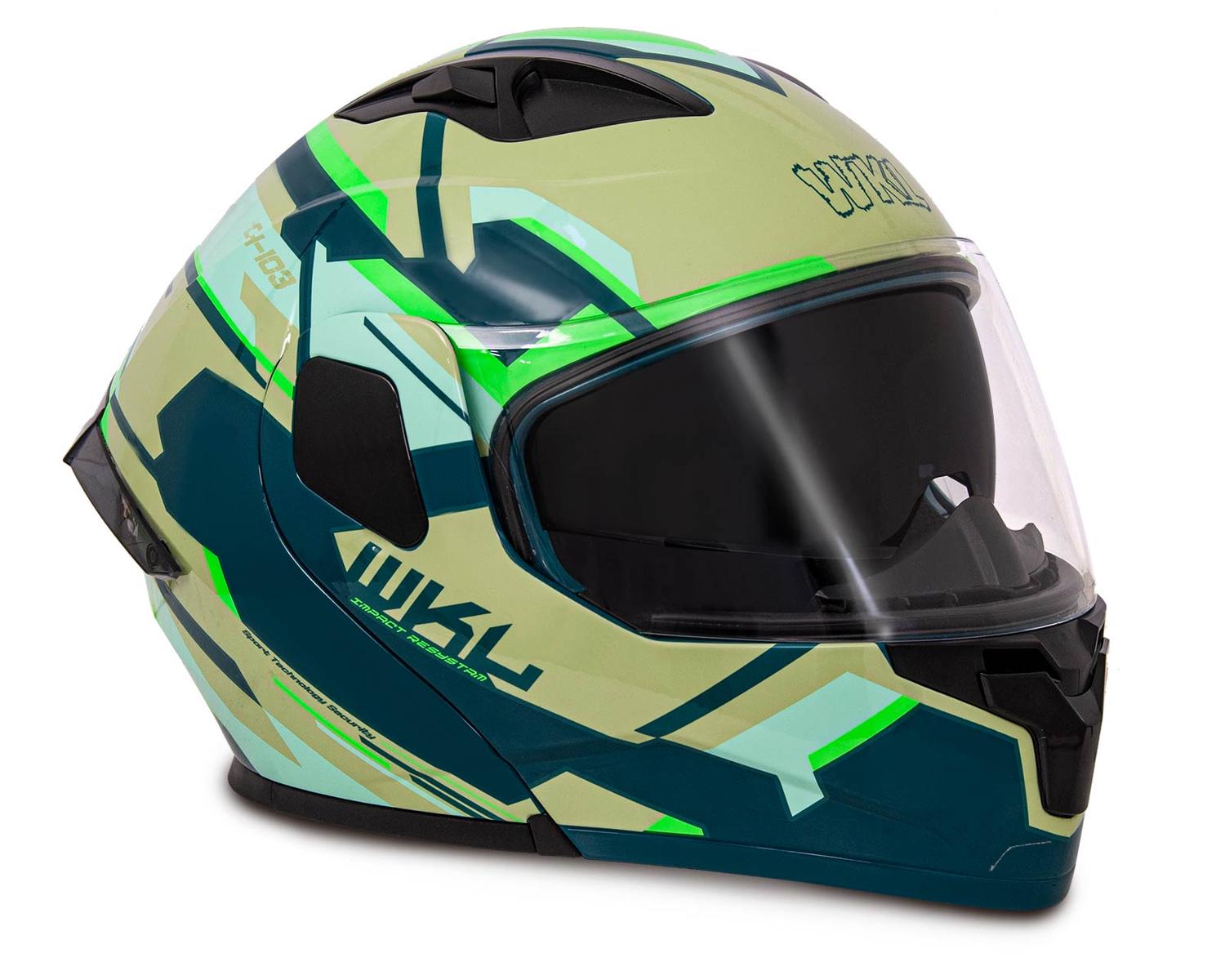 Casco WKL Motocicleta Dot Abatible CH-103 FINISH-VERDE — imagen 7