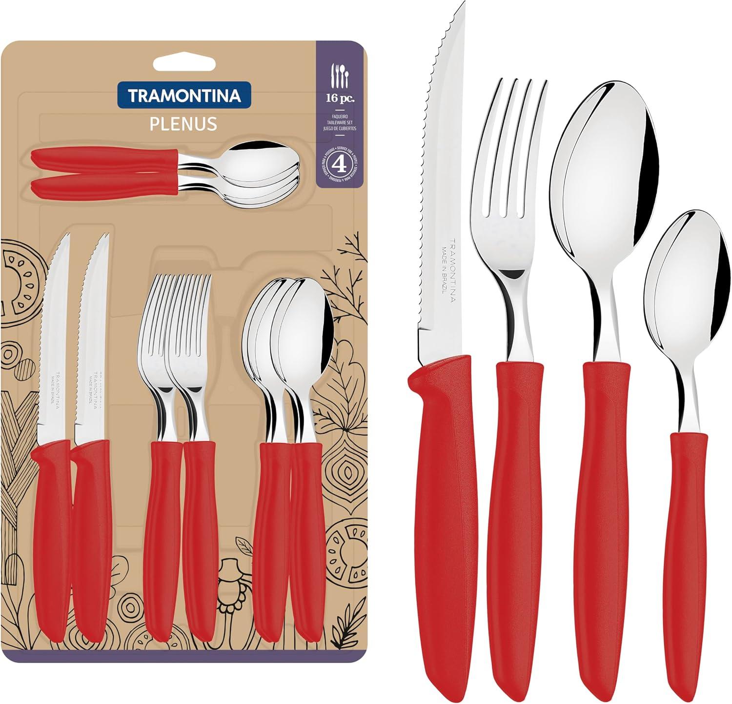 Juego de Cubiertos Tramontina 16 Piezas Acero Inox Rojo — imagen 3