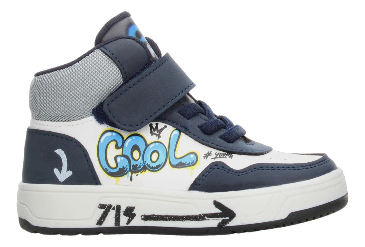 Tenis Vavito Grafiti Niño Casual Mid Cut Tipo Botín Cintas Ajustables Azul Marino Infantil T15-17 — imagen 10