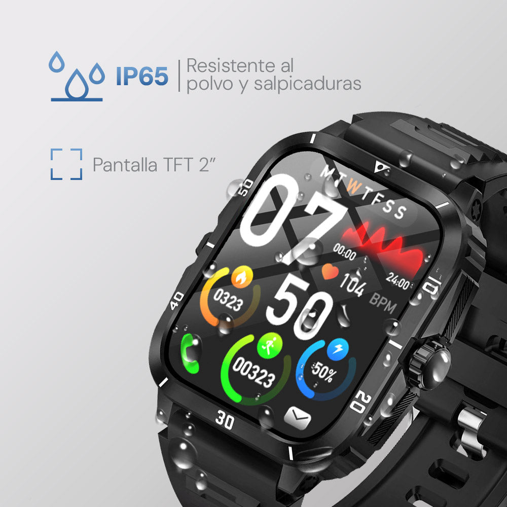 Smartwatch Reloj Kronos Insignia STF Pantalla 2" Resistencia al agua IP65 Negro — imagen 4