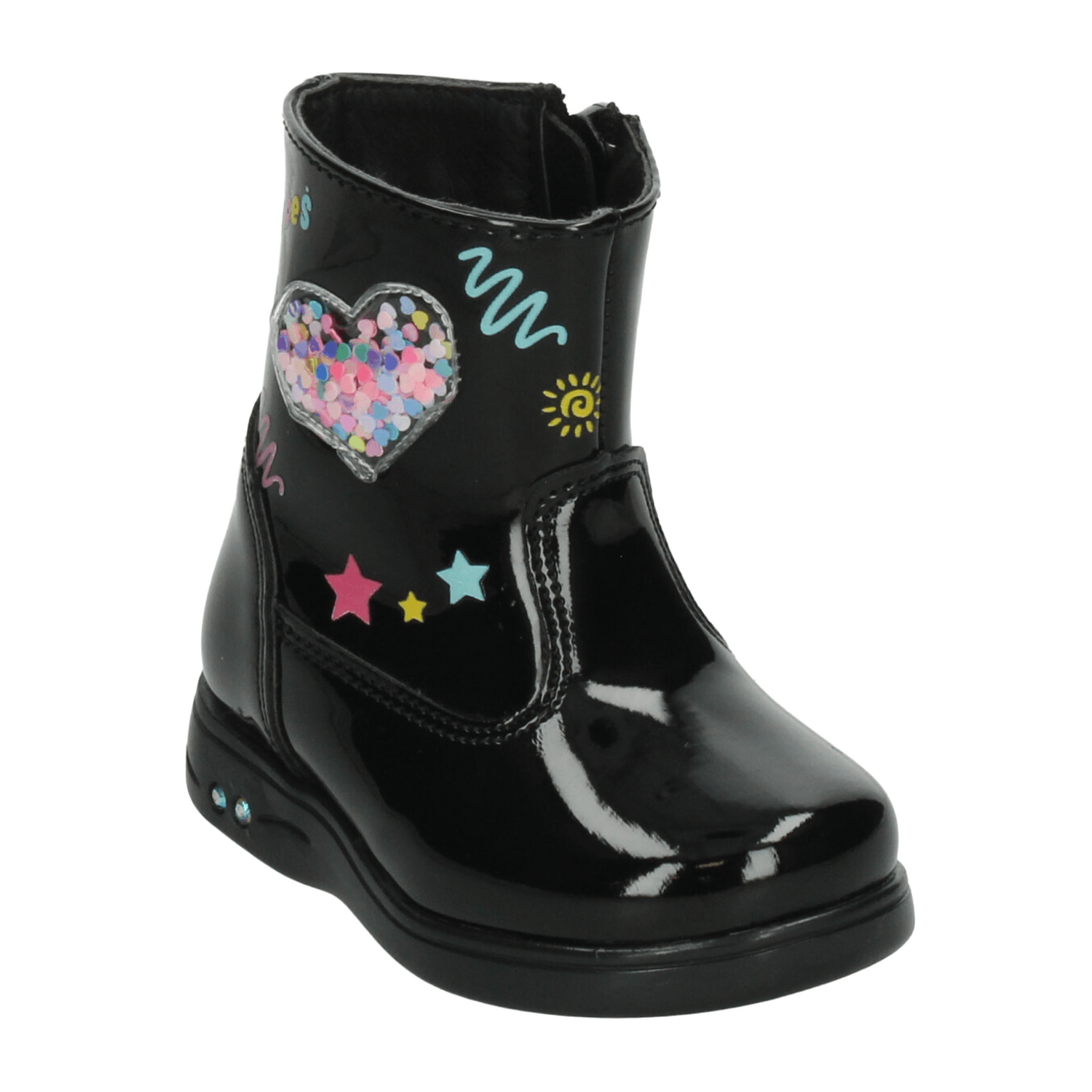 Bota Yuyin Niña Casual Cierre Charol Negro Infantil T12-15 — imagen 4