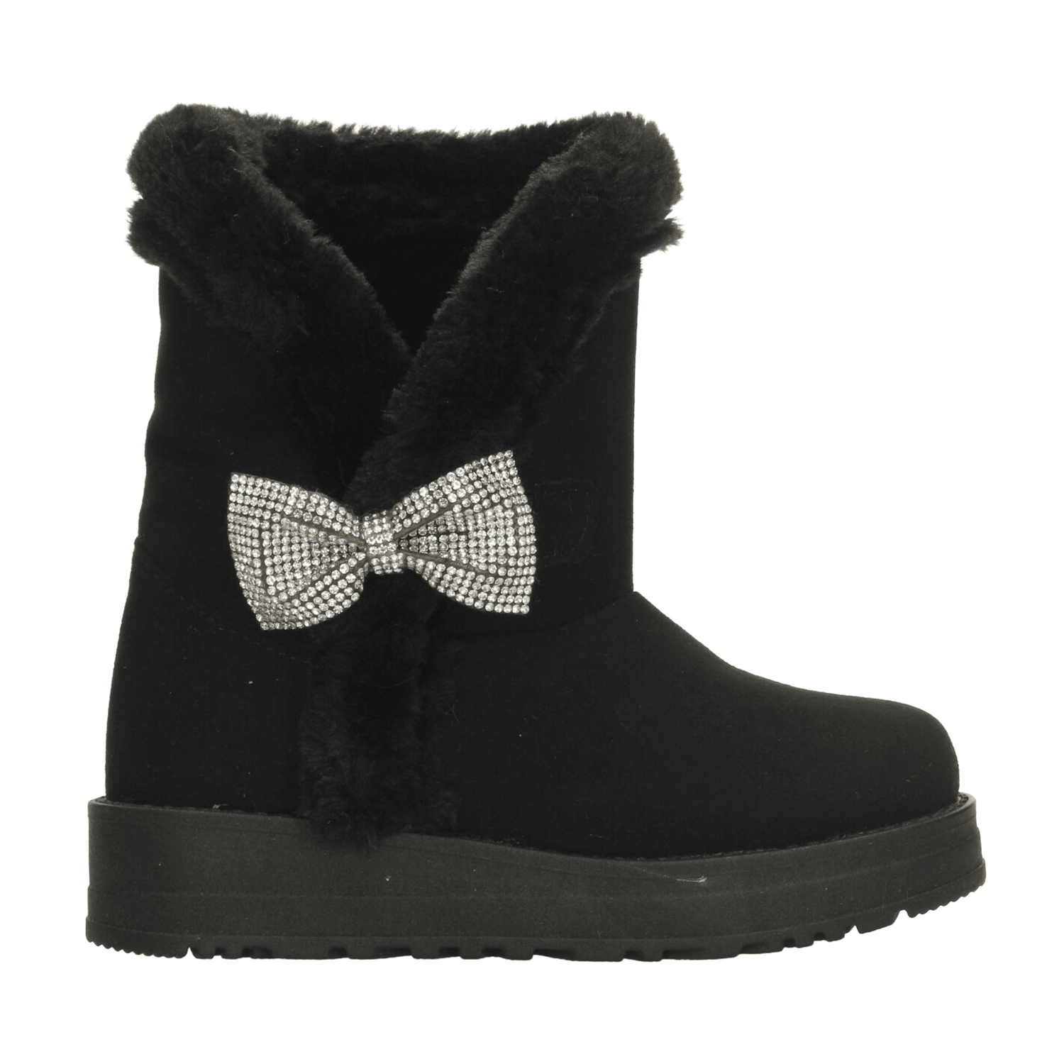 Bota Rojo Cereza Niña Casual Invierno Peluche Negro Infantil T18-22 — imagen 1