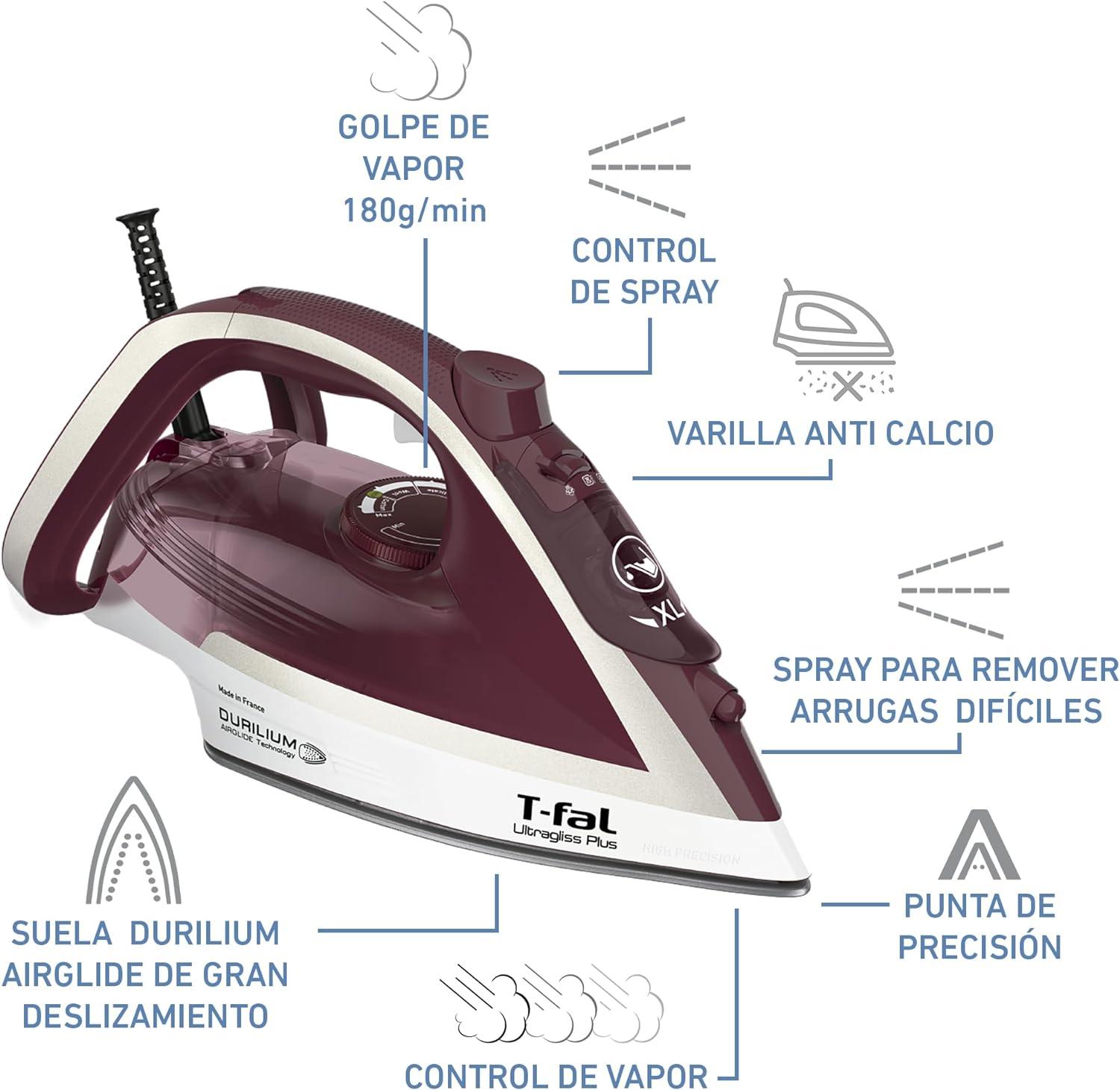 PLANCHA VAPOR T-FAL FV6811X0 ULTRAGLISS PLUS ANTIADHERENTE — imagen 2