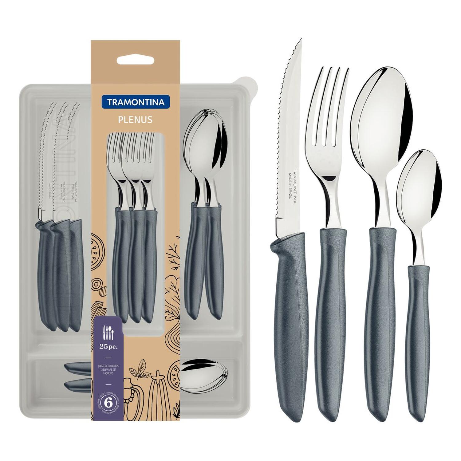 Juego de Cubiertos Tramontina Plenus 25 Piezas Inox — imagen 1