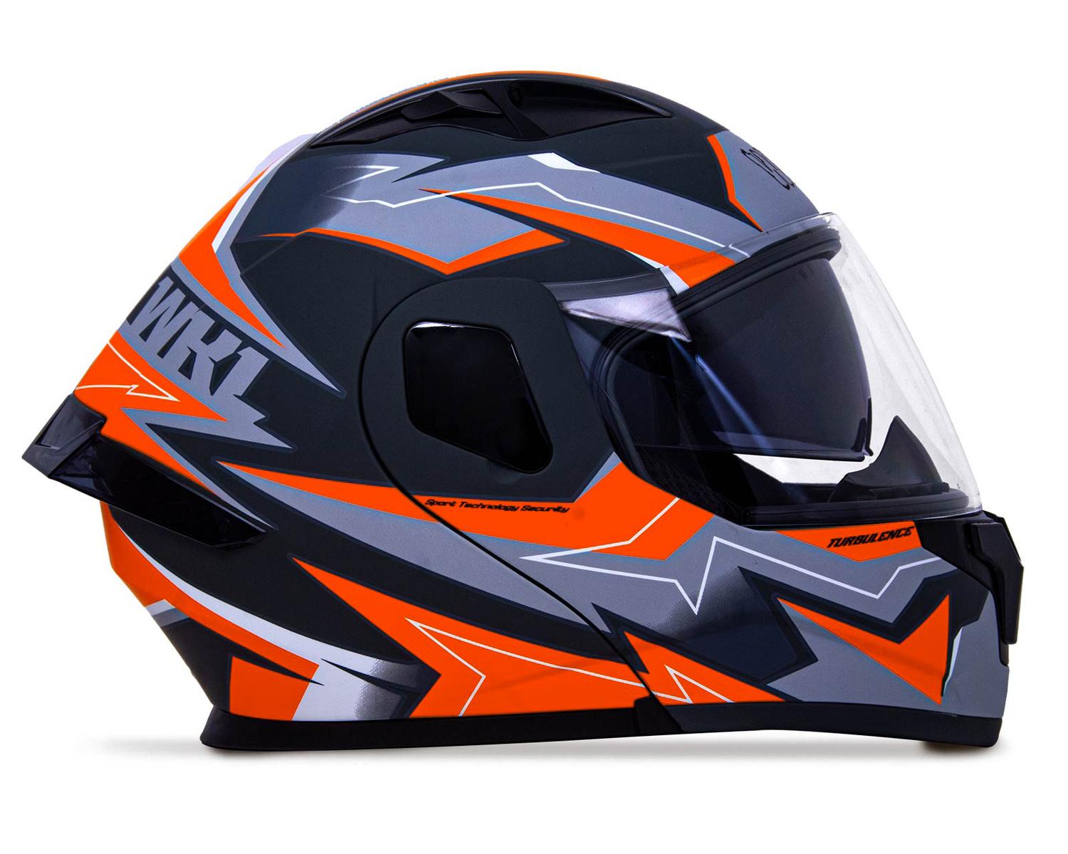 Casco WKL Motocicleta Dot Abatible CH-103 TURBO-NARANJA — imagen 1
