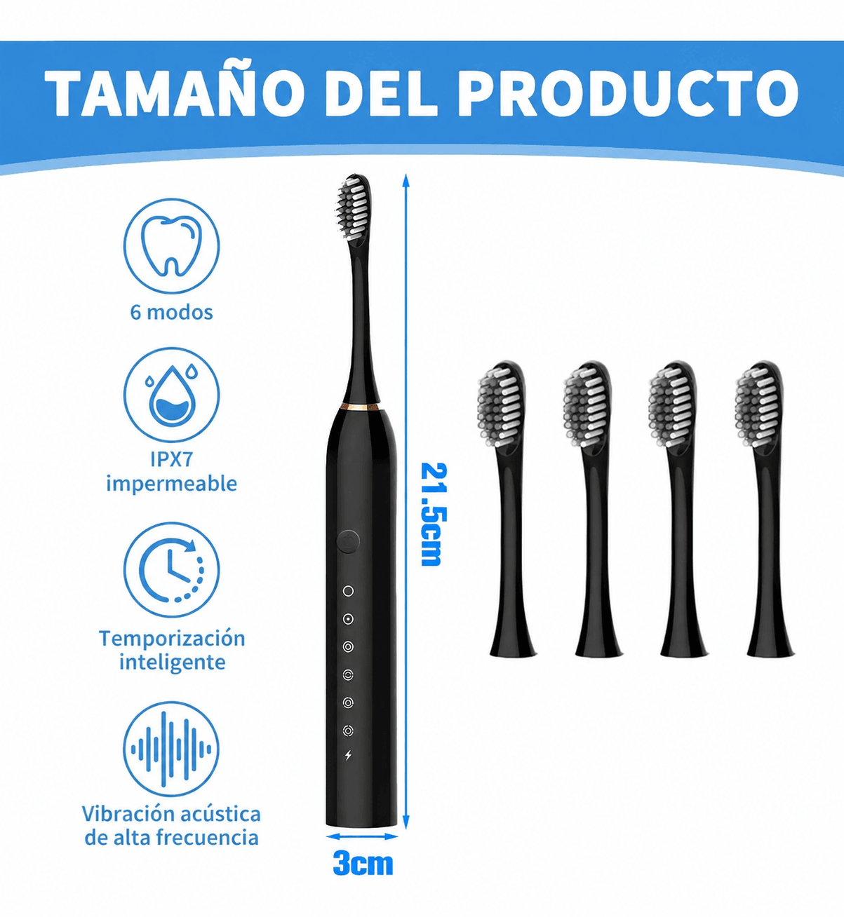 Cepillo de dientes eléctrico (Incluye 4 cabezales) — imagen 4