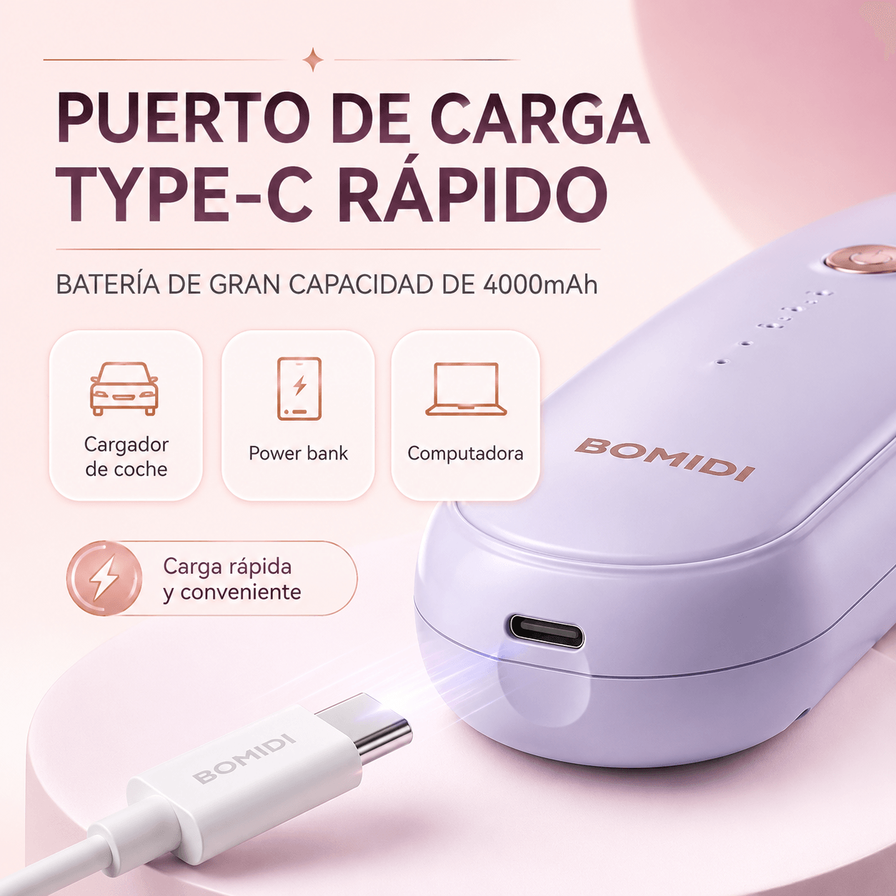 Cepillo Alisador Inalámbrico Alaciador Bomidi HB2 USB-C 4000mAh con 4 Temperaturas — imagen 5