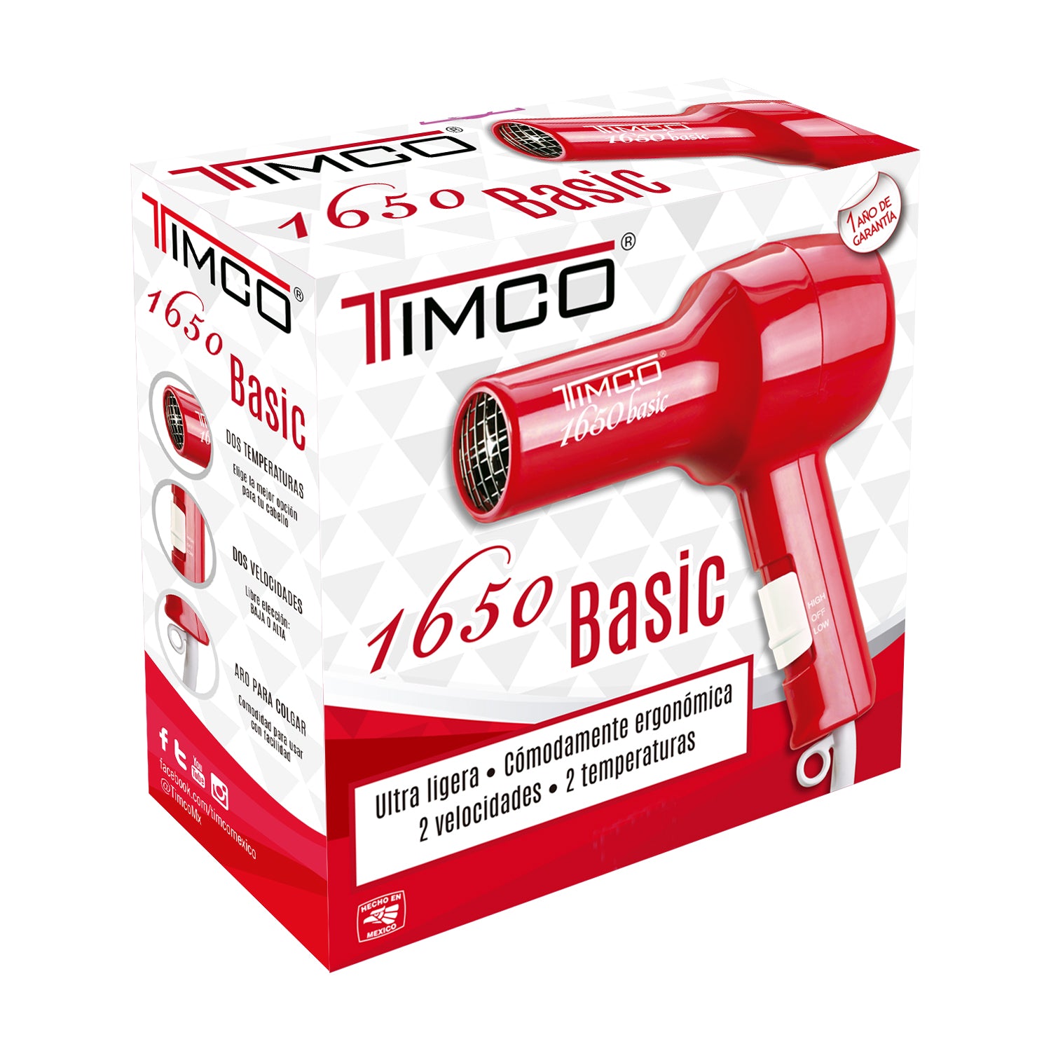 Secadora de Cabello Uso Doméstico Básica Timco B-1650 — imagen 6