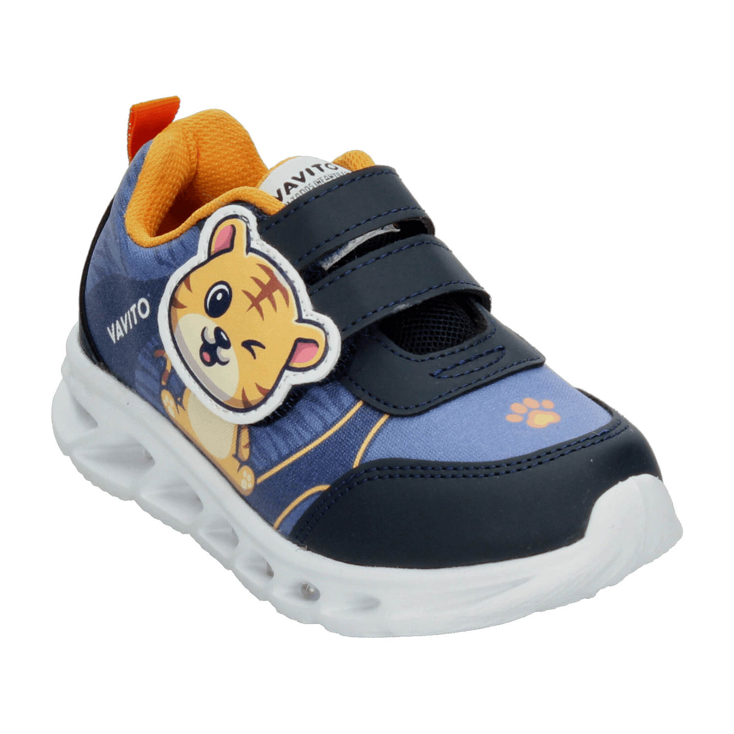 Tenis Vavito Tigre Niño Luz Led Casual Deportivo Cinta Adhesiva Cómodo Azul Infantil T12-15 — imagen 4