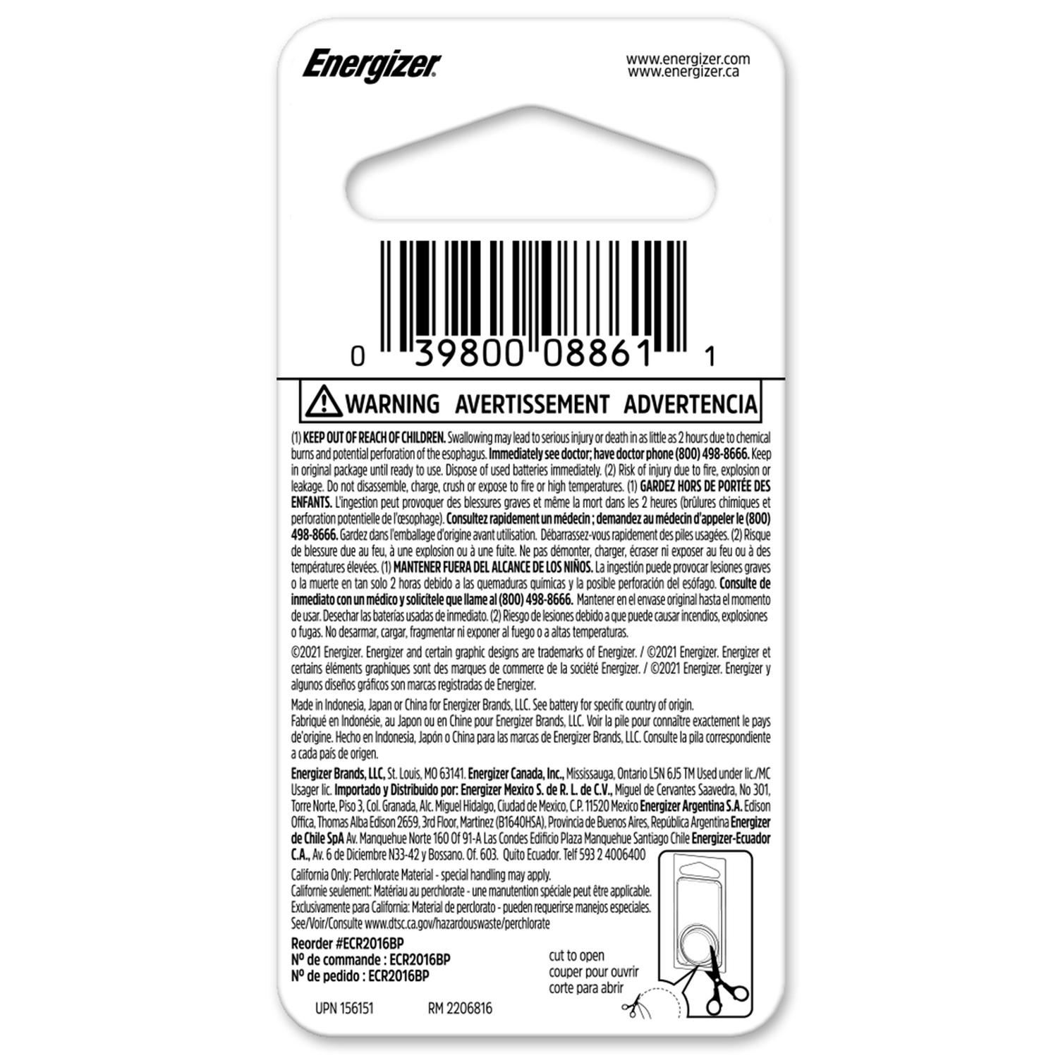 Pila Energizer Boton Cr2016 3v Reloj Control Alarma — imagen 6