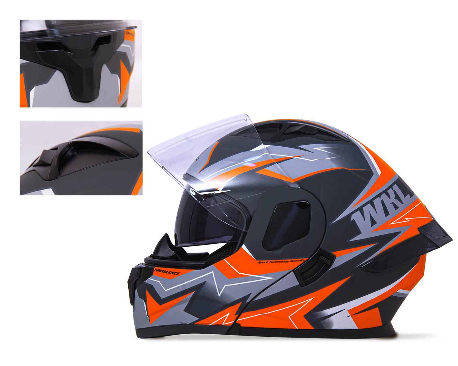 Casco WKL Motocicleta Dot Abatible CH-103 TURBO-NARANJA — imagen 3