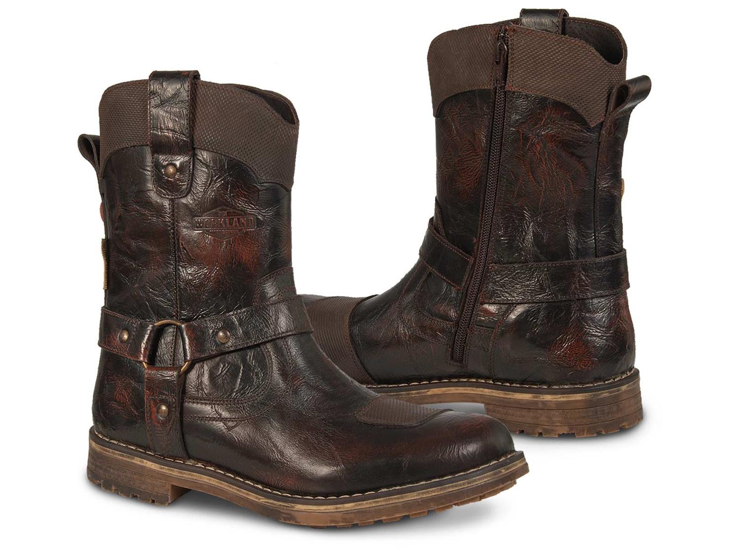 Bota hombre biker motociclista vaquera choper WKL 89740 Café — imagen 1