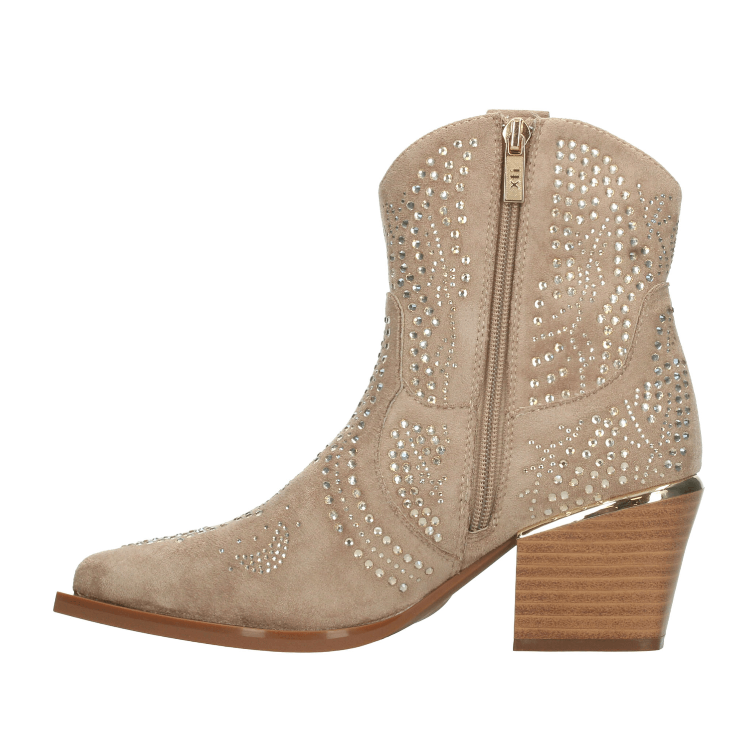 Botín Xti Dama Casual Vaquero Pedreria Cierre Beige Mujer — imagen 5