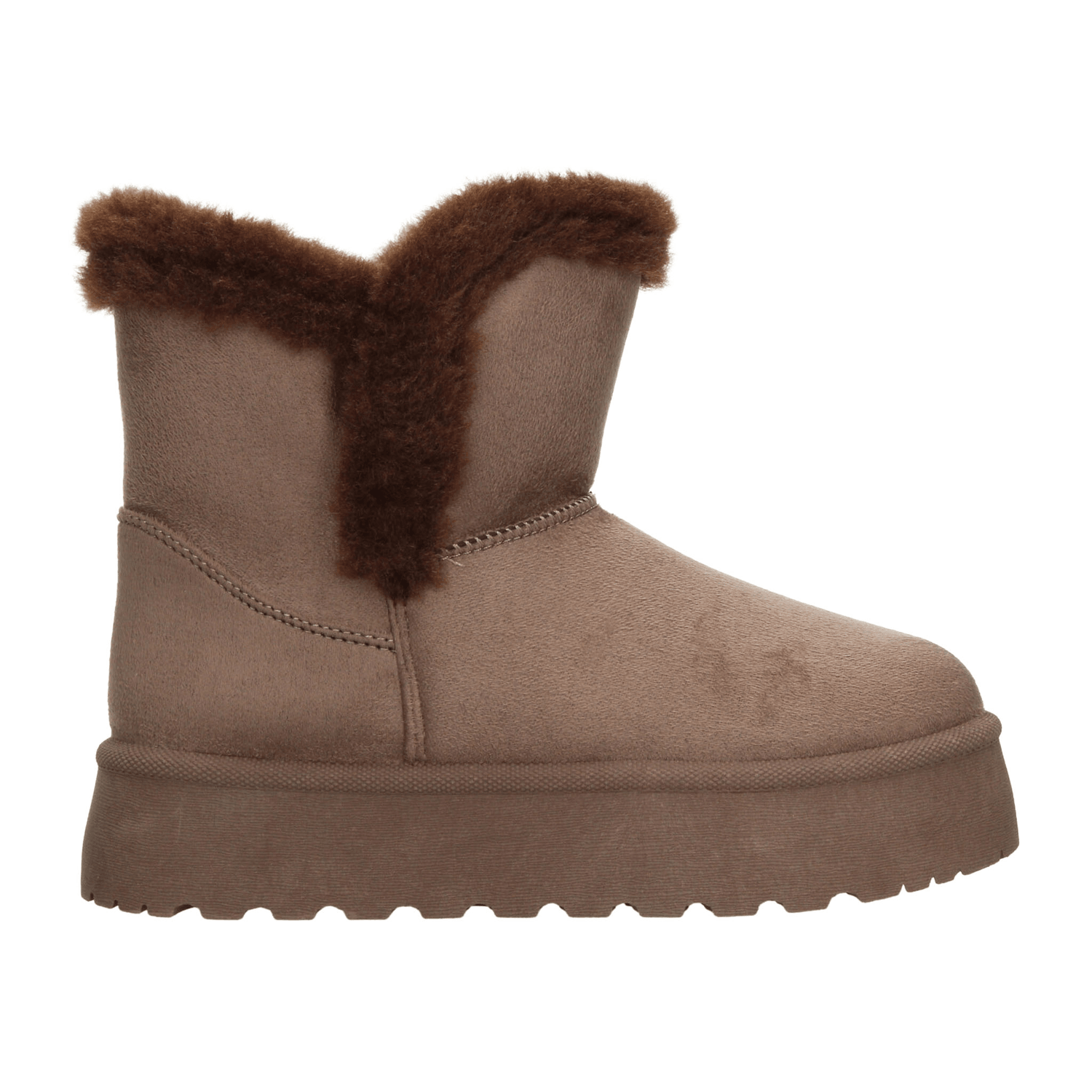 Botín Dama Perugia Café Invierno Peluche Plataforma Casual Mujer — imagen 2