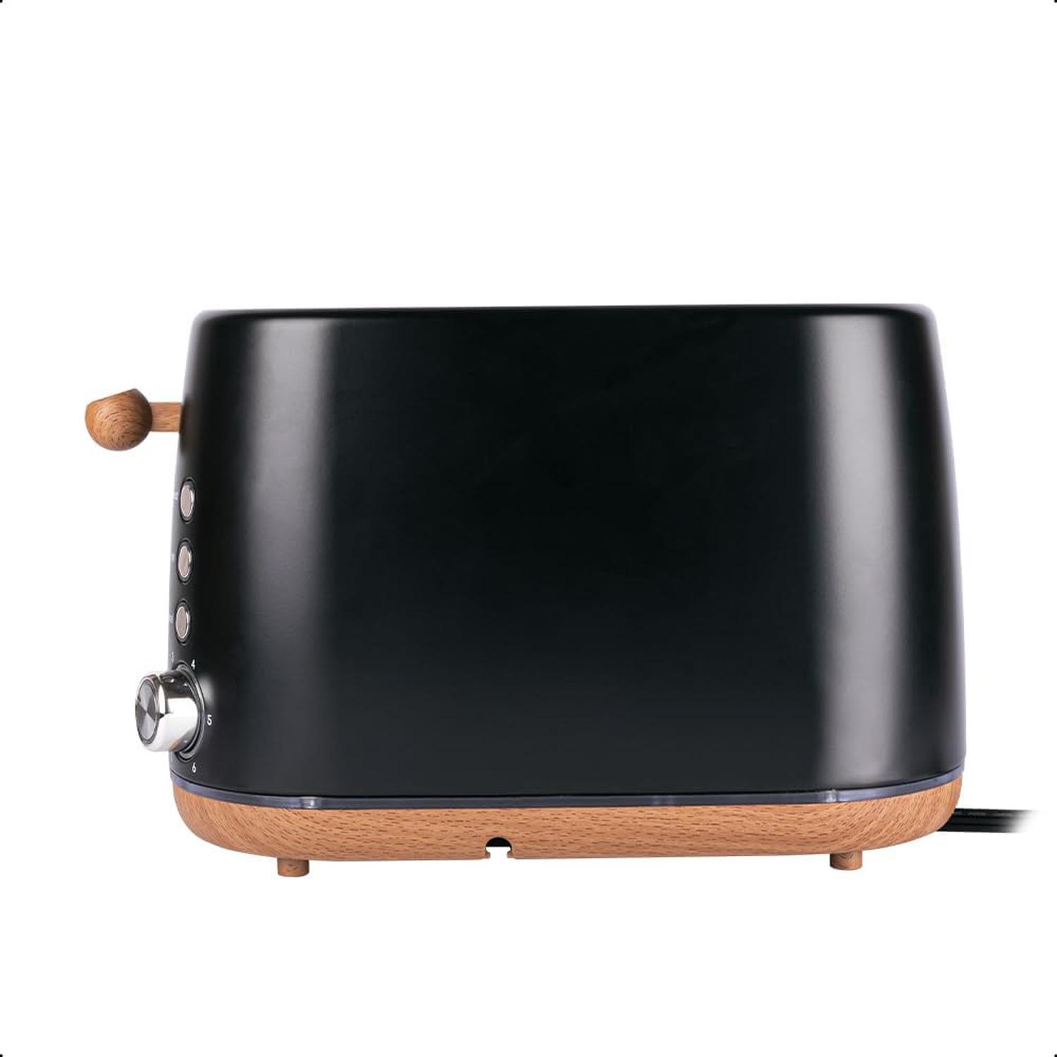 Tostador Daewoo 750W Negro Diseño Madera 2 Rebanadas — imagen 3