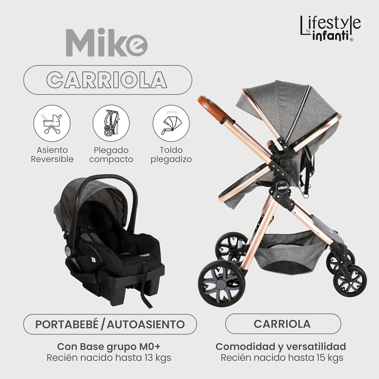 Carriola Multiusos Portabebé Mike Gris Infanti Reclinable — imagen 4