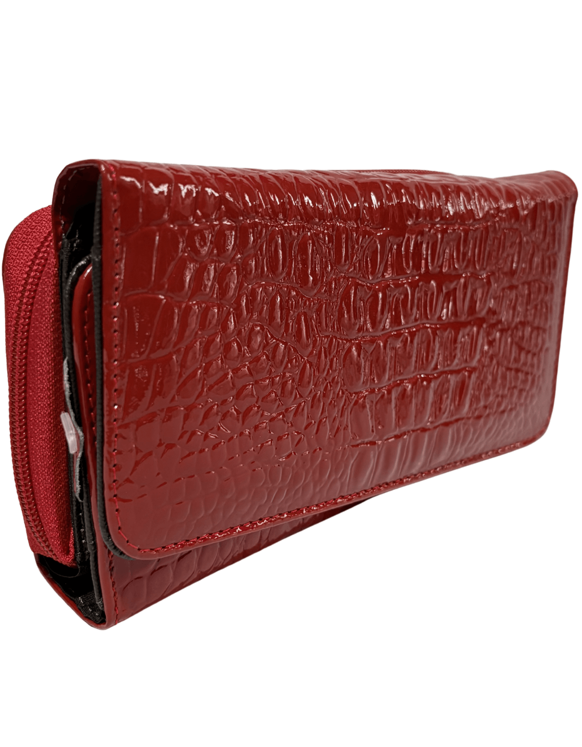 Cartera Larga Para Dama Roja Charol Grabado Cocodrilo IRAZU — imagen 3